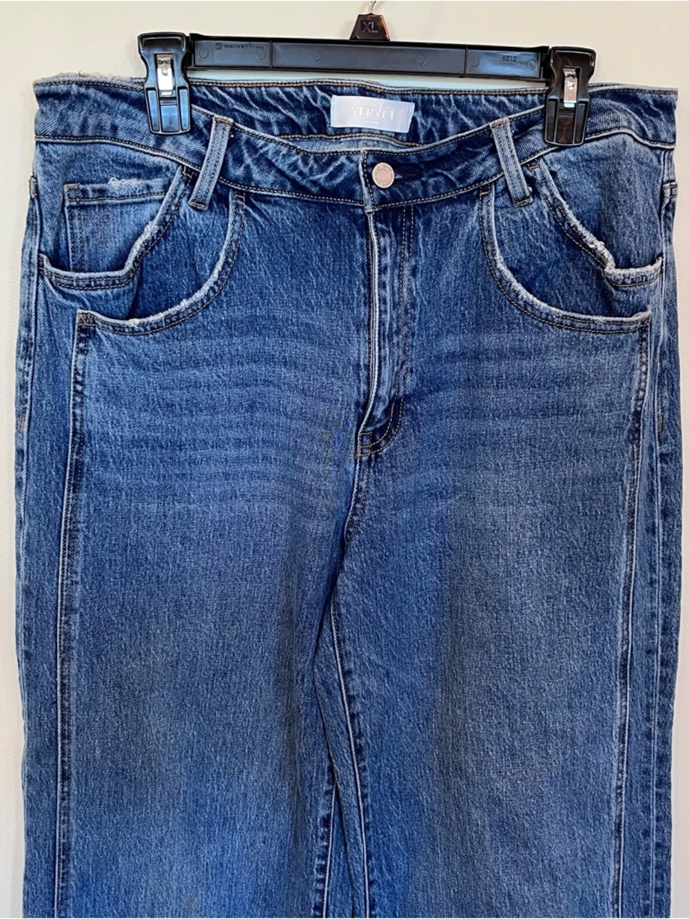 Vervet High Rise Wide Leg Baggy Denim Blue Jeans Womens Size 32 Stretch Cotton - Picture 2 of 8